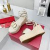 ★日本!!人気！ヴァレンティノ ストラップウェッジサンダル 偽物 ラフィア ピンク outlet Vun99610 - 画像 (4)