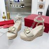 ★日本!!人気！ヴァレンティノ ストラップウェッジサンダル 偽物 ラフィア ピンク outlet Vun99610 - 画像 (5)