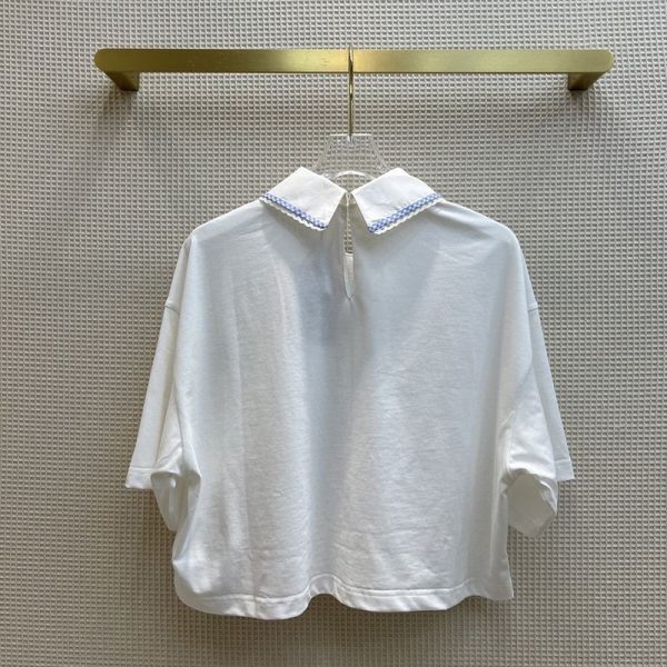 人気急上昇【ミュウミュウ】★刺繍ロゴ入り コットン Tシャツ コピー myl62564 - 画像 (4)