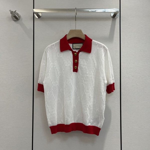 超話題!22新作 グッチ GGニット ストライプコットン ポロミニTシャツ 偽物 guj76575 - 画像 (2)