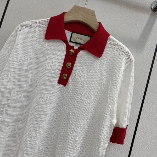 超話題!22新作 グッチ GGニット ストライプコットン ポロミニTシャツ 偽物 guj76575 - 画像 (4)