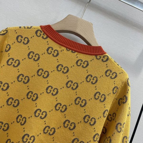 ビーズが可愛い！グッチ 半袖ニットTシャツ コピー イエロー コットン guk18530 - 画像 (5)