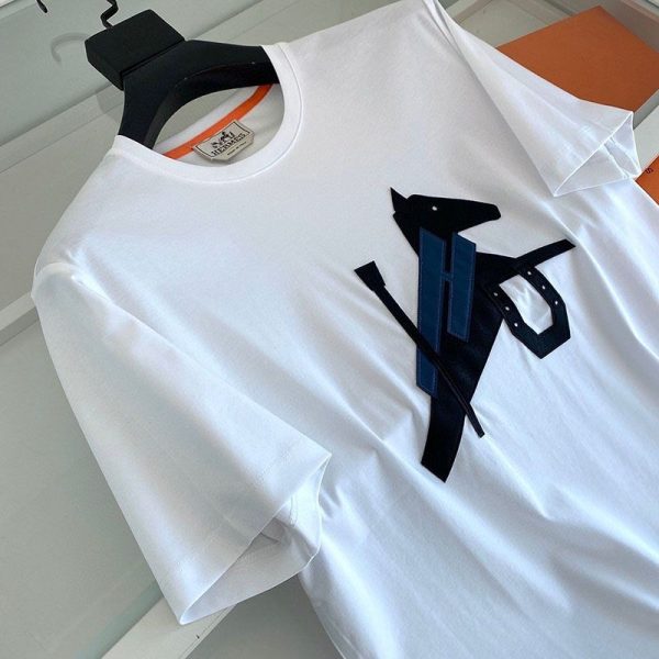 追跡付き発送【エルメス】レザーパッチロゴ コットン Tシャツ 偽物 erc28435 - 画像 (3)