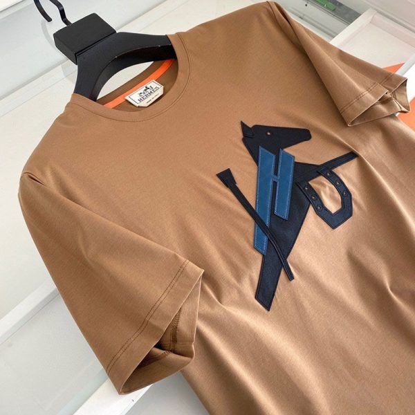 人気急上昇【エルメス】レザーパッチロゴ コットン Tシャツ パロディ eru71014 - 画像 (3)