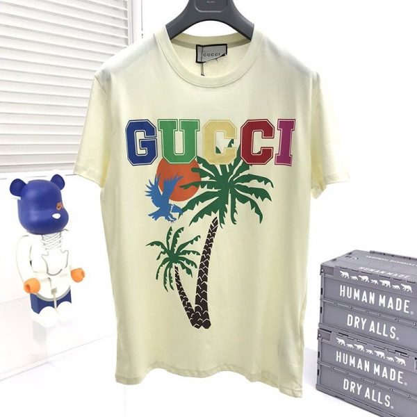 大人気！新作【グッチ】パームツリー コットン ジャージー Tシャツ 偽物 2色 548334XJEOW7548 - 画像 (2)