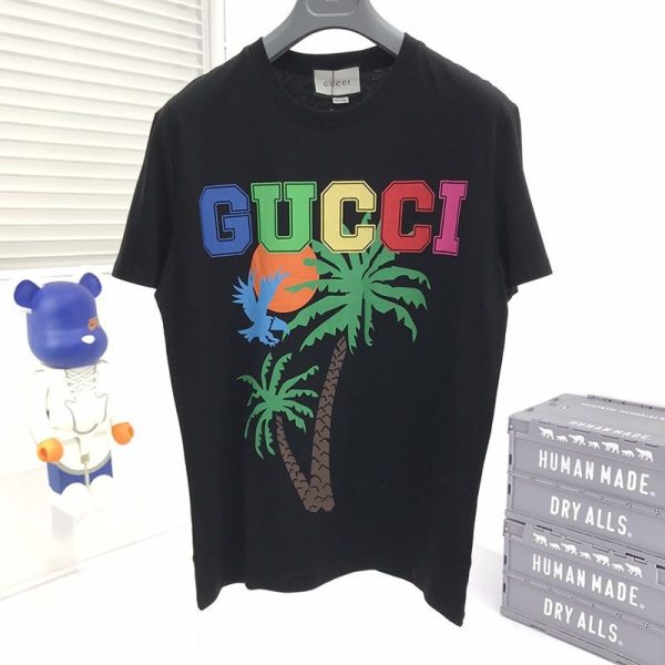大人気！新作【グッチ】パームツリー コットン ジャージー Tシャツ 偽物 2色 548334XJEOW7548 - 画像 (5)