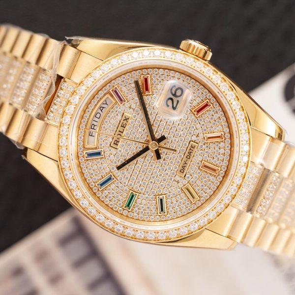 送料込 ロレックス デイトジャスト 偽物 全面ダイヤ 36mm roj94099 - 画像 (2)