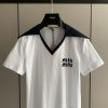 送料無料 ミュウミュウ 刺繍ロゴ付き コットン Tシャツ 偽物 myb57966 - 画像 (2)