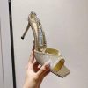 ★日本!!人気！ジミーチュウ コピー Saeda Sandal ヒール8.5㎝ サテン クリスタル jiy73464 - 画像 (6)