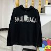 バレンシアガ コピー Tape Type ロゴ コットン フーディ bai09453 - 画像 (4)