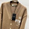 高品質♪フェンディ ベージュのカーディガン 偽物 Vネック fey65916 - 画像 (3)