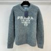 超希少！プラダ 偽物 ロゴ ウール カシミア 長袖ニット セーター グレー puk95688 - 画像 (2)