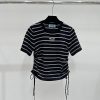 絶対欲しい！プラダ リブ ニット 半袖 Tシャツ 偽物ブラック&ホワイト pux66985 - 画像 (2)
