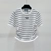 絶対欲しい！プラダ リブ ニット 半袖 Tシャツ 偽物ブラック&ホワイト pux66985 - 画像 (4)