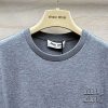 大人気◇ロゴ刺繍入り ミュウミュウ フェイクコットン ジャージー Tシャツ myp82344 - 画像 (5)